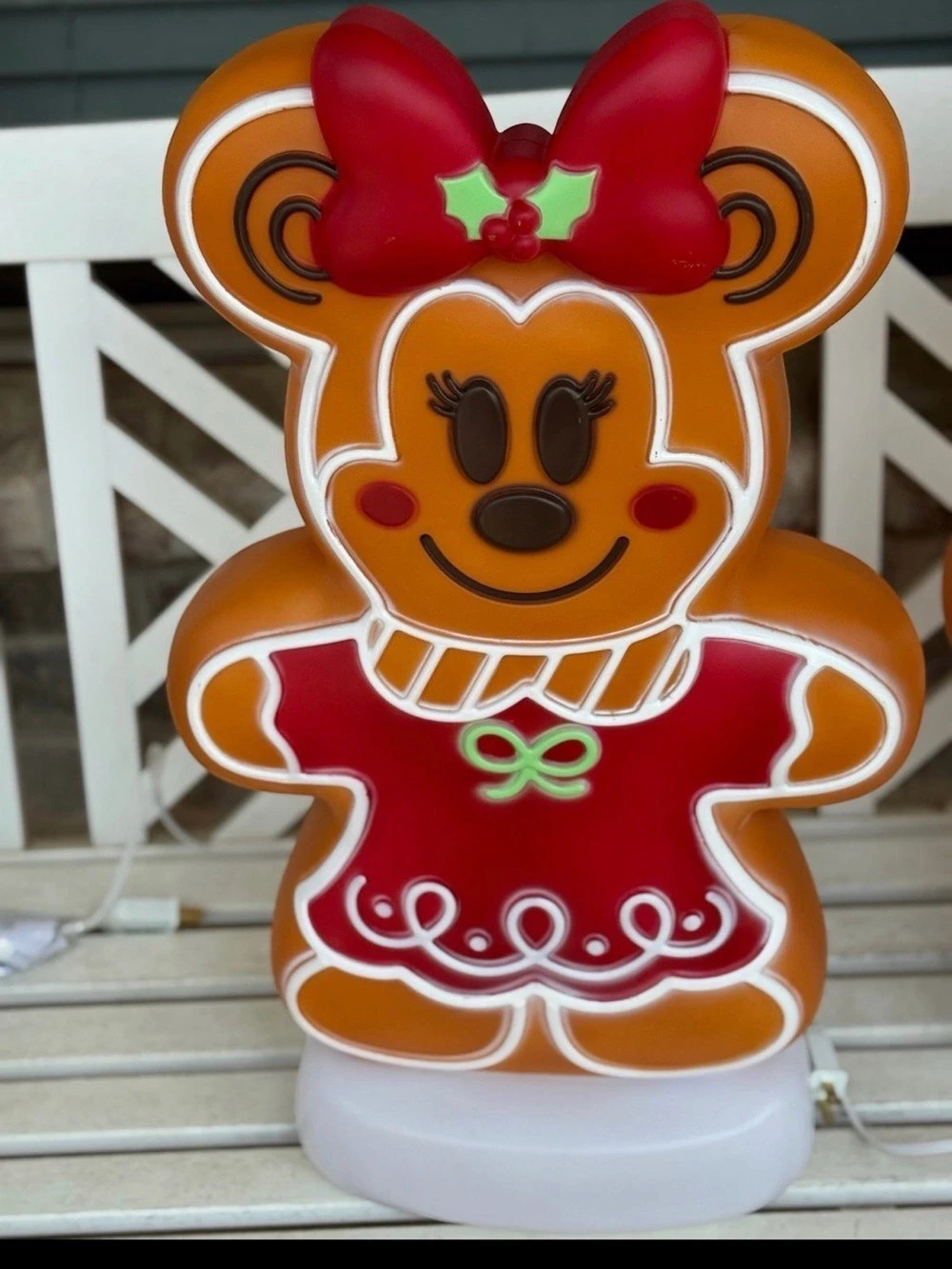 Disney LED Lighted Gingerbread Minnie Mouse Blow Mold Holiday Decor 24”